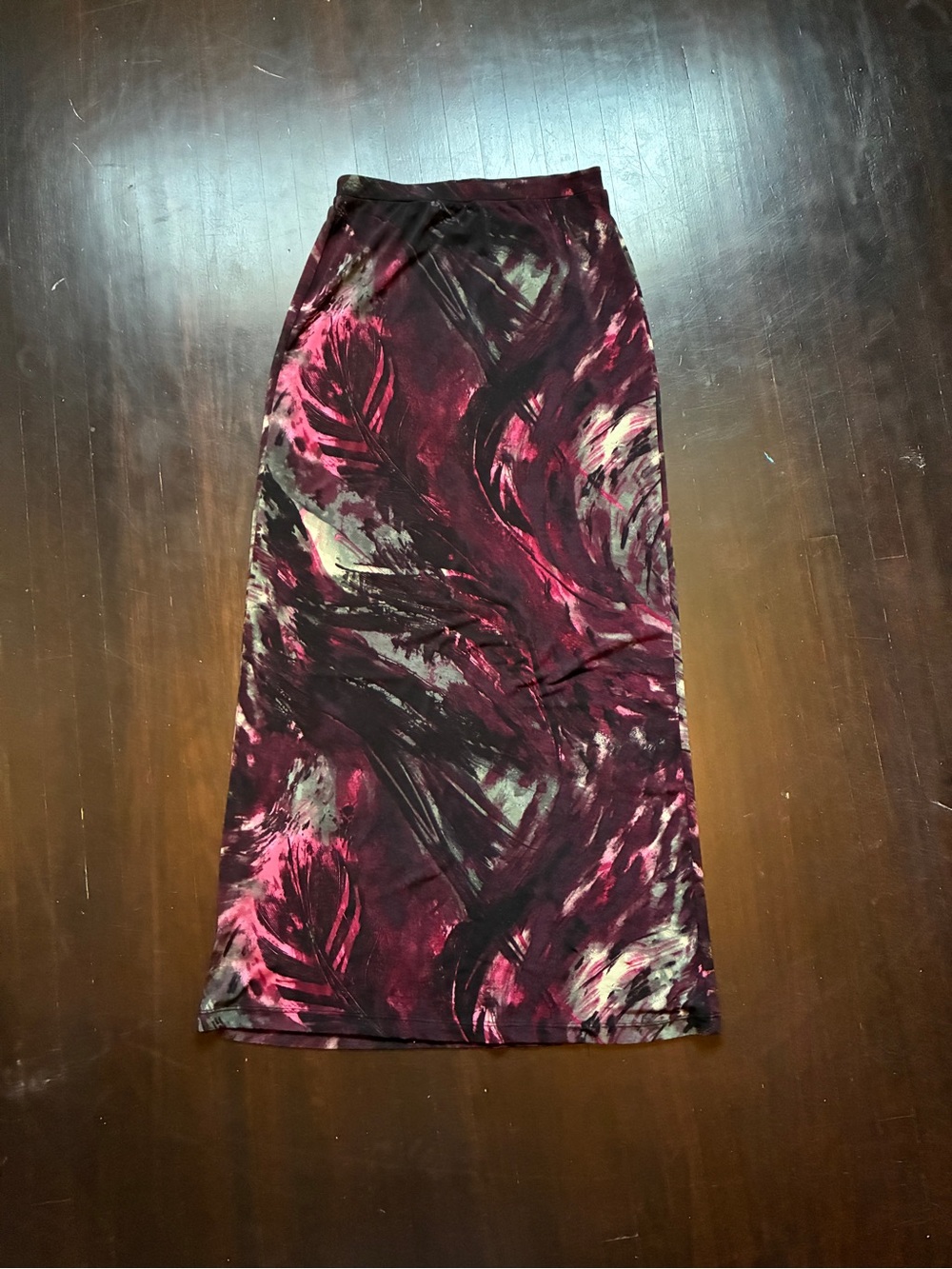 Women's Burgundy and Black Abstract Maxi Skirt, size xs